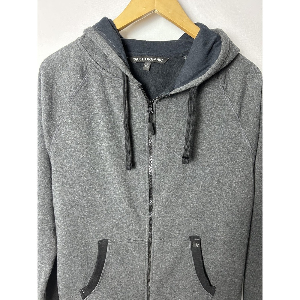 Pact Organic Hoodie Sweatshirt Mens Medium Gray Full Zip Fleece - Picture 2 of 8